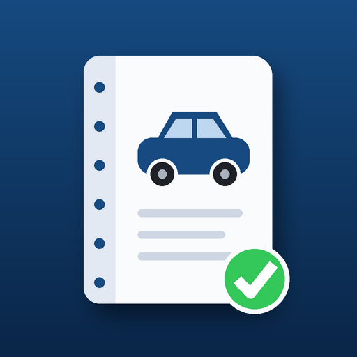 The AutoCarnet app icon: a logbook with a car on it