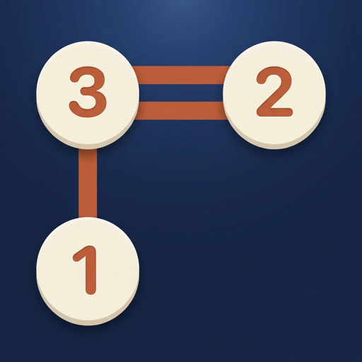 The Ponticello app icon: three numbered islands joined by a double and a single bridge